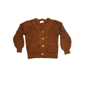 Lacey Lane Toddler Knit Cardigan Sweater Rust Orange Button Unisex Size 3